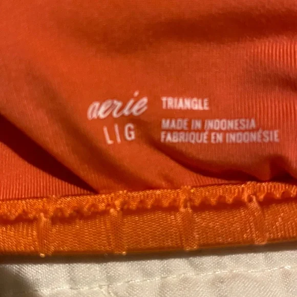 aerie women Orange Ribbed  bikini top Triangle Bralette size large - Picture 3 of 3